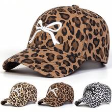 1pc Women's Bow & Leopard Print Embroidered Baseball Cap, Street Fashion Casual Hat For Spring/Autumn Outdoor, Travel, Beach - Multicolor - View 7
