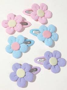 10pcs Multi-Color Floral Hair Clips Cute Princess Children Fabric Hair Accessories Non-Damaging Hair Clips For Daily Use - Multicolor - View 6
