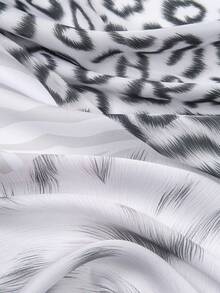 1pc Floral Print Casual Polyester Scarf, Suitable For All Seasons - Black and White - View 4