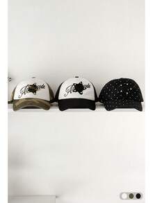 American Style Star & Letter Embroidered Wide Brim Baseball Cap, Spring/Summer Travel Face-Slimming Colorblock Baseball Cap, Women's American Style Sun Hat, Unisex Hip-Hop Colorblock Baseball Cap - Multicolor - View 5