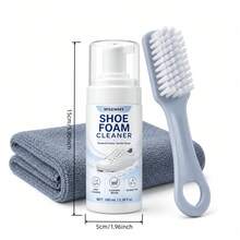 3-In-1 Shoe Cleaner Kit,Foam Sneaker Cleaner With Brush & Towel,Powerful Stain Remover For White Shoes, Leather, Canvas,Everyday Shoe Care - 1 Shoe Cleaner + Shoe Brush + Towel - View 8