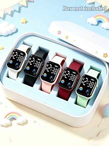 5/1pc Kids Watch Set, Fashionable Minimalist Style, LED Digital Luminous Display, Cute Rainbow Pattern, Suitable For Students, Also For Back To School, Parties And Travel, Christmas Gift, Birthday Gift, Graduation Gift For Teenage Girls And Gift For Mothers (Gift Box Not Included) - Multicolor - View 2