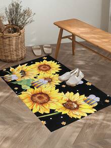 1/2pcs Autumn Floor Mat, Vintage Sunflower Pattern, Diatomaceous Earth Mat, Super Absorbent, Non-Slip, Perfect For Bathroom, Kitchen And Dining Room, Quick Drying, Perfect Gift For Home Decor And Bathroom Mat, Holiday Gift! - Multicolor - View 7