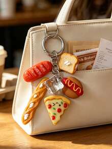 Bread Sausage Hot Dog Pizza Pendant Keychain, Personalized Fashion Versatile Bag Charm, Car Key Chain Pendant - Multicolor - View 1