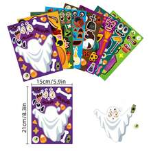 8/16pcs Stiker Anak DIY Karakter Kartun Halloween, Gambar Vampir & Hantu, Mainan Puzzle Interaktif Orang Tua-Anak, Buat Desain Wajah, Pengembangan Otak, Hadiah Pesta Liburan, Stiker Kemasan Hadiah, Mainan TK, Dekorasi Rumah, Cocok untuk Meja, Buku Catatan, Balon, Koper, Kulkas - Warna campuran - View 3