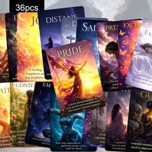 36Pcs Emotion Oracle Cards, Feelings Guidance Prompt Cards With Printed Meanings For Self‑Reflection Mindfulness Emotional Healing And Inner Self Growth Practice - Sets - View 1