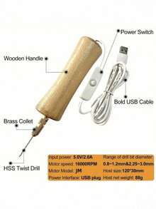Electric Resin Jewelry Drilling Set, Wooden Body Manual Drill Bit Resin Tool, Multi-Function Power Drill, Suitable For Drilling, Polishing, Cutting, Engraving, DIY Resin Crafting, Practical And Convenient, Precise Jewelry Making Tool - Multicolor - View 6