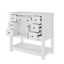 Bathroom Vanity Made Of Wood With 6 Drawers With Storage Foldable White - White - View 6