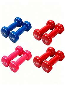 1 Pair Hexagonal Dip‑Coated Dumbbells, Multi‑Color, 2/4/5kg Available, Non‑Slip Handle, Anti‑Roll Design, Home Fitness For Arm Workout & Body Shaping, Random Color - Random Color - View 8