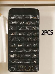 2pcs/1pc Double-Sided Metal Jewelry Storage Roll With Hook, Can Be Hung On Closet, Wall Or Door, Used For Storing Earrings, Necklaces, Rings And Other Jewelry. - Multicolor - View 14