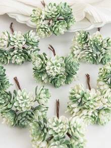 1pc 3.54 Inch Artificial Succulent Plant, Suitable For Home, Wedding, Holiday Decoration, Center Table Decoration, Christmas Decoration, Birthday Gifts, Holiday Party Accessories - White Green - View 4