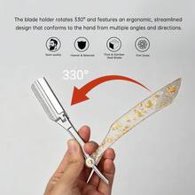 Premium Men's Shaving Razor Holder, Vintage Folding Barber Razor, Home Grooming Styling Tool - Multicolor - View 4