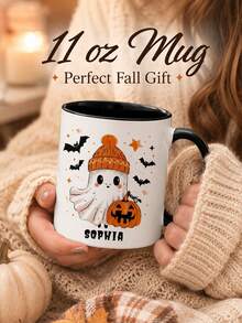 Personalized Halloween Mug, Spooky Gift, Customized Cute Ghost Halloween Mug, Spooky Ghost Mug Gift, Customized Halloween Mug - Multicolor - View 8