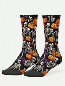 Cool 360° Printed Men's Socks - Streetwear Socks,Skull Skeleton,Halloween,Pumpkin,Colorful,Funny Socks, Fit Daily, Holiday & Party Occasions - Multicolor - View 3