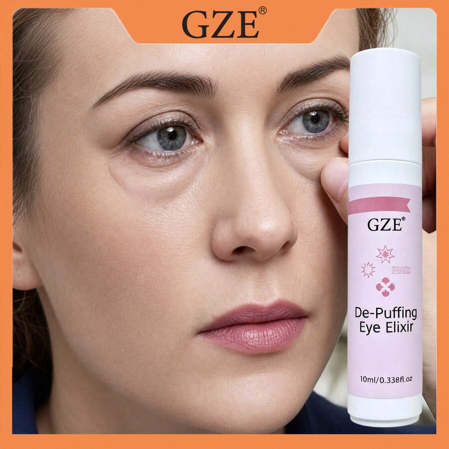GZE Suero Desinflamante para Ojos con Bolita Rodante 10ml/0.338fl.Oz, Aceite Refrescante para Contorno de Ojos, Calma Ojos Hinchados y Cansados y Suaviza Líneas Finas Secas - 10 ml - Ver 1