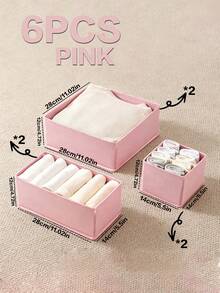 3/6pcs Foldable Wardrobe Storage Boxes, Large Capacity Drawer-Style Storage Baskets, Bedroom Cosmetic Storage Boxes, Socks & Underwear Storage Boxes, Home & Travel Essentials, Cabinet Storage - Pink - View 14
