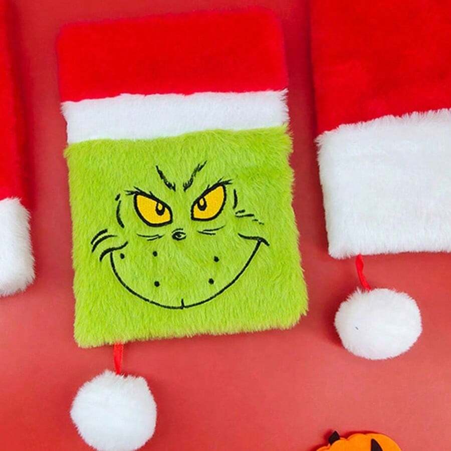 The Grinch The Christmas Notebook, Exquisite A5 Inner Pages, Green Monster Christmas Hat Notepad, Cute Cartoon, New Year Gift - A - View 1