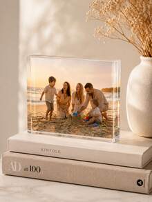 Custom Acrylic Photo Block, Personalized Photo Crystal Brick Souvenir, Transparent Acrylic Photo Display Ornament, Suitable For Home Desktop Family Travel Memory Customized Gift, Birthday And Anniversary Gift, Home Decor, Room Decor - Multicolor - View 4