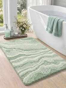 1pc Bathroom Floor Mat Carpet, Fluffy Geometric Textured Green Rug With TPR Non-Slip Backing, Suitable For Kitchen, Outdoor, Indoor, Hallway, Bedroom, Living Room, Bedside, Machine Washable And Easy To Clean, Autumn Holiday Decor Bathroom Carpet - Multicolor - View 6