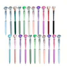 Random 1/6pcs Creative Large Diamond Ballpoint Pens, 1.0mm Tip, Black Ink, Suitable For Weddings, Offices And Holiday Celebrations. Writing Neutral Pens, Office Supplies, Back To School Gifts - A - View 6