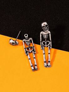 2pcs Halloween Skull/Bone Design Earrings, Suitable For Holiday Wear - Multicolor - View 3