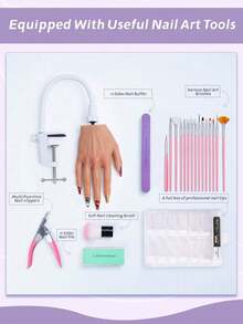 Acrylic Nail Practice Hand, Realistic Silicone Model Hand, Flexible Fingers, Suitable For Acrylic Nail, Gel Nail Polish Training, Complete Nail Art Beginner Practice Hand - Gold - View 6