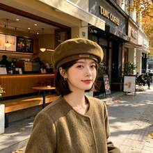 1pc Women's Autumn/Winter New Wool Beret Hat, British Style Painter Hat, Vintage Versatile, Face-Slimming, Unisex - Multicolor - View 3