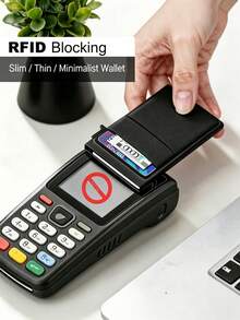 حامل بطاقة ائتمان RFID محفظة رجالية فائقة النحافة متعددة الوظائف بتصميم بسيط، علبة بطاقات معدنية منبثقة، حامل بطاقة بنكية وبطاقة هوية، هدية عيد ميلاد للجنسين، محفظة رجالية - متعدد الألوان - مشاهدة 5