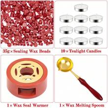 This Wax Sealing Set Includes 35g Of Wax Granules, 10 Tea Candles, A Wax Melting Furnace And Spoon, And Vintage-Style Envelope Sealing DIY Tools. Suitable For Wedding Invitations, Greeting Cards, Letters, Gift Wrapping, Journaling, And Handicrafts. - Wax Seal Kit - View 9