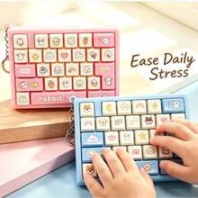 Mini Keyboard Keychain Fidget Toy, Cute Animal Keyboard Bag Charm, Portable Clickable Stress Relief Pendant, Crisp Sound, Decompression Key Ring, Suitable For Backpacks And Keys, Random Color 1pc - Multicolor - View 4
