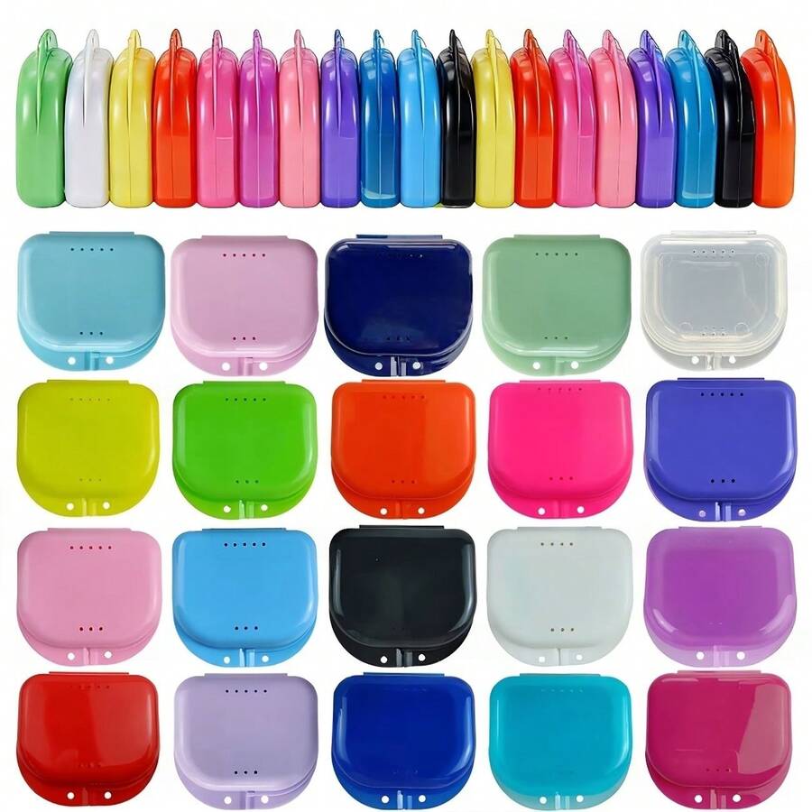 Ventilated Denture Case With Sealed Lid, Transparent Tooth Guard/Night Guard Storage Box, Individually Packaged, Multiple Colors Available - Multicolor - View 1