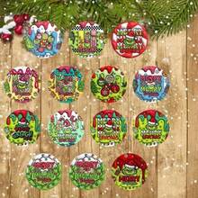 The Grinch 1pc Wooden Pendants, Christmas Decorations, Christmas Tree Decorations, Christmas Party Decorations - Multicolor - View 1