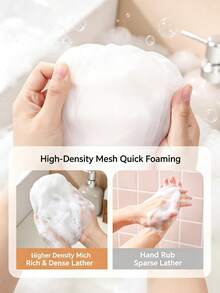 1pc Soft Egg-Shaped Bath Sponge Set, Polyurethane Exfoliating Bath Sponge With Foaming Mesh, Minimalist Bathroom SPA Daily Shower Body Cleansing Tool - White - View 4