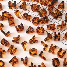 26pcs A-Z Tortoise Shell Acrylic Letter Beads, Large Hole, Suitable For DIY Keychains, Phone Chains, Jewelry Making - Brown - View 5