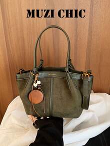 Women's Daily Commute Large Capacity Shoulder Bag - Army Green - View 10