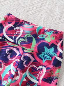 4pcs Girls Casual Heart & Butterfly Print All-Over Random Cut Comfortable Thin Fleece Leggings Outdoor Autumn/Winter - Multicolor - View 4