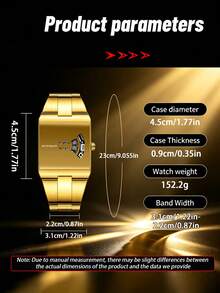 VA VA VOOM Luxury Men's Square Colorful Rotating Second-Hand Watch, Digital Display, Stainless Steel Band, Vintage Brand Men's Waterproof Watch - Colorful Second Hand Rotating Style - View 9