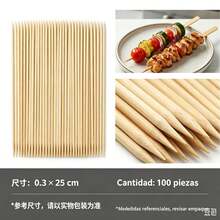 Brochetas de Bambú Natural para BBQ, 100 Piezas de Palitos de Madera Desechables para Asar Carne, Frutas y Verduras - 12296 - Ver 2