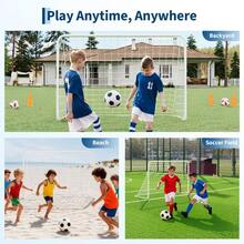 Fußballtor mit Stahlrahmen und PE-Netz – Fußballtor für Garten und Training - Weiß 02 - Übersicht 6