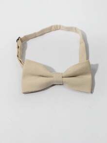 1pc Men's Fashion Solid Color Encrypted Bow Tie - Beige - View 2