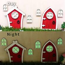 1 Set Miniature Fairy Door, Window, Yard And Garden Decor, Vintage Glow-In-The-Dark Door, Mini Fluorescent Fairy Elf Door Miniature Scene - Elf Gate - View 3