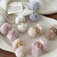 Autumn/Winter Cute Fluffy Hair Clips Small Claw Clips Bangs Clips Plush Hair Accessories Rabbit Fur Cherry Hair Clips - Multicolor - View 8