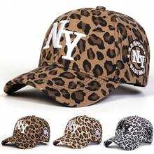1pc Women's Leopard Print Baseball Cap NY Logo, New York, Outdoor Adjustable Sun Protection Casual Hat, Suitable For Spring, Autumn Trips, Beach, Party - Multicolor - View 1