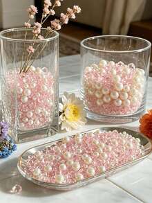 715/2300/6300pcs Pink Vase Filler Beads, 4mm/8mm Mixed Floating Pearls & Acrylic Rhinestones, Suitable For Wedding Centerpiece Decor, Home Tabletop Decoration, Floral Arrangement, Party Supplies - Multicolor - View 2