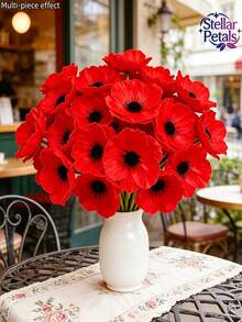 12pcs Spring Outdoor Decor Artificial Flowers, Exquisite Vibrant Poppy Flowers, Easy To Arrange Low Maintenance, Fade-Resistant Long-Lasting, All-Season Outdoor Artificial Flowers, Garden Atmosphere Decoration - Poppy - View 1