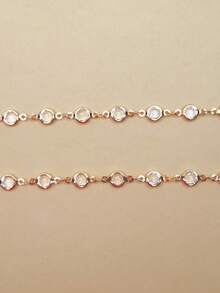 1pc Gold Fashionable High-End Rhinestone Double Pendant Backless Back Chain Sexy Niche Design Body Chain Jewelry For Women - Gold - View 5