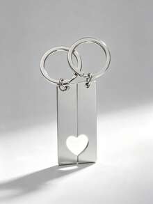 2Pcs Custom Text Engraved Couple Split Heart Keychains Set, Personalized Name Date Metal Matching Key Ring, Romantic Valentine Anniversary Birthday Gift For Boyfriend Girlfriend - Multicolor - View 5