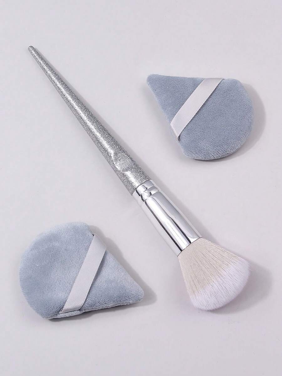 3Pcs Makeup Tool,Powder Brush,Makeup Puffs,Fluffy Face Brush For Loose Setting Powder Blush,For Even Powder Pressing