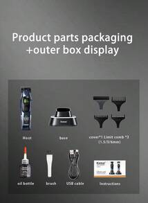 Kemei KM-2384 Professional Hair Clipper Electric Hair Trimmer For Barbershop Direct Charging And Base Dual Charging Long Battery Life Hair Clipper For Whole Family Use External Rotor Motor Hair Trimmer Carving Clipper Hair Cutting Tool With LED Digital Display Gift For Men - Multicolor - View 12