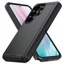 Heavy Duty Shock Resistant Phone Case For Galaxy/Apple, Matte Black Full Body Sturdy Protective Cover With Camera Protection - Black - View 59